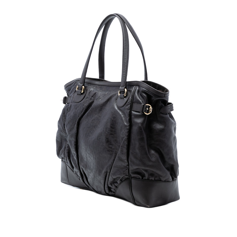 Embossed Leather Horsebit Full Moon Tote - Image 2