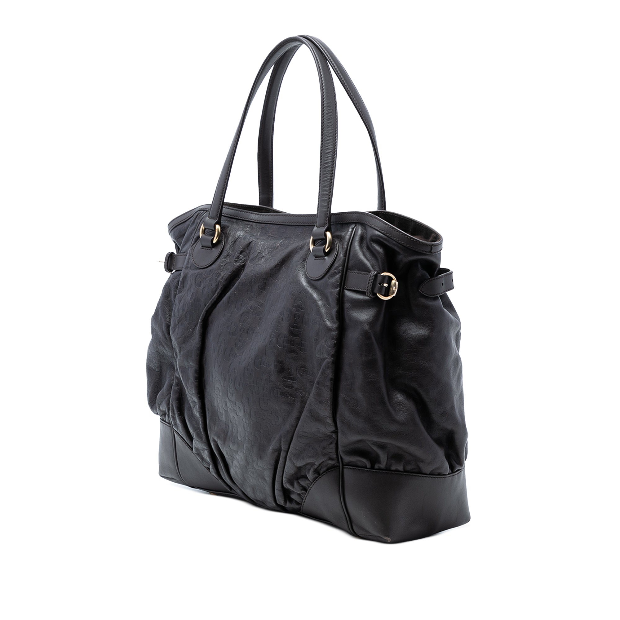 Embossed Leather Horsebit Full Moon Tote - Image 2