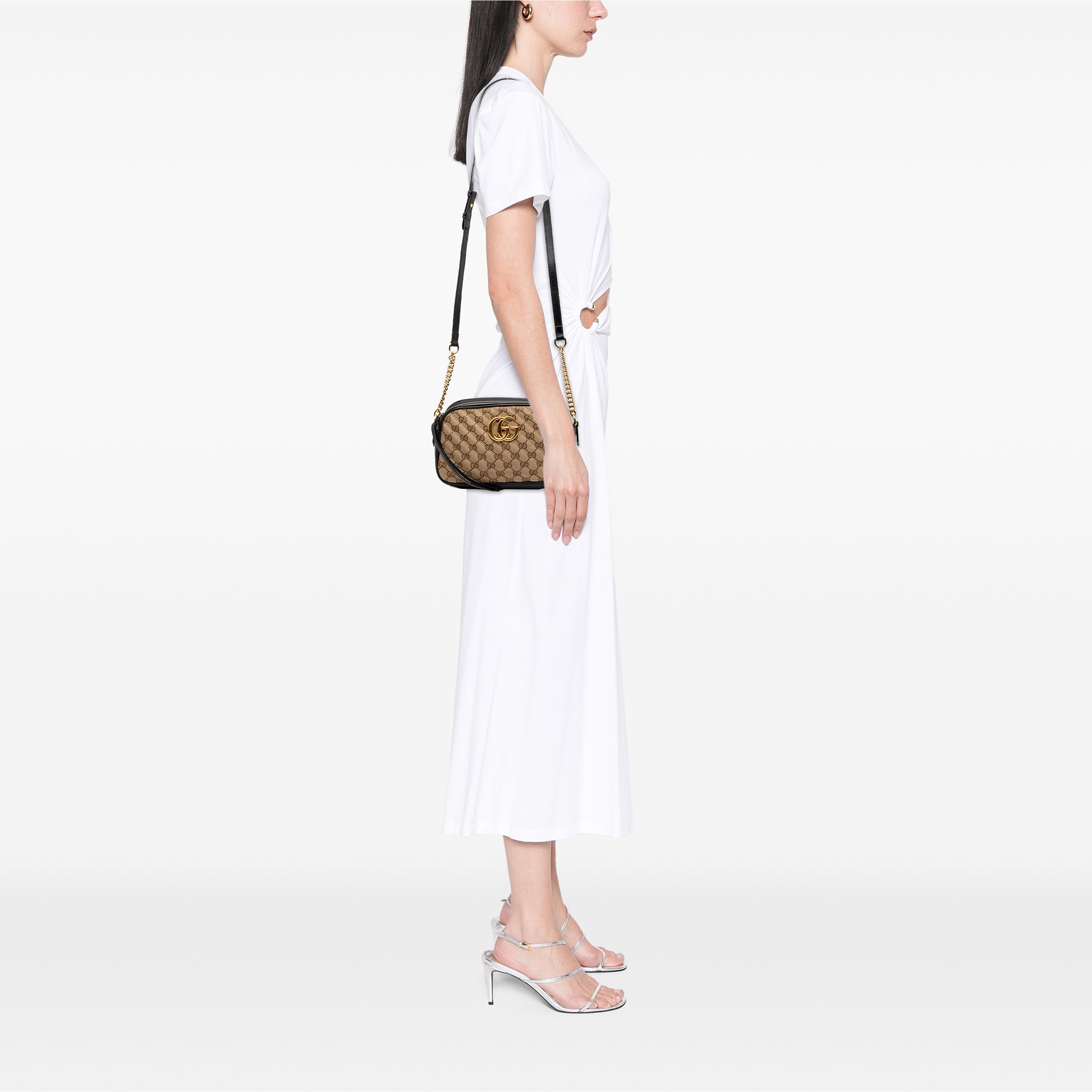Small GG Marmont Matelasse GG Canvas and Leather Crossbody - Image 7