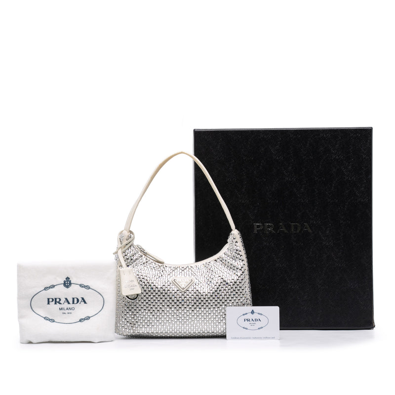 Mini Satin Crystal Re-Edition 2000 Shoulder Bag - Image 11