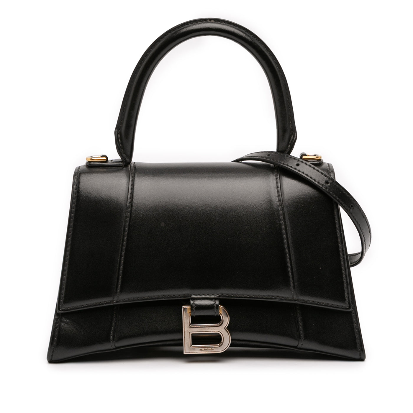 Small Shiny Box Calfskin Hourglass Top Handle Bag - Image 1