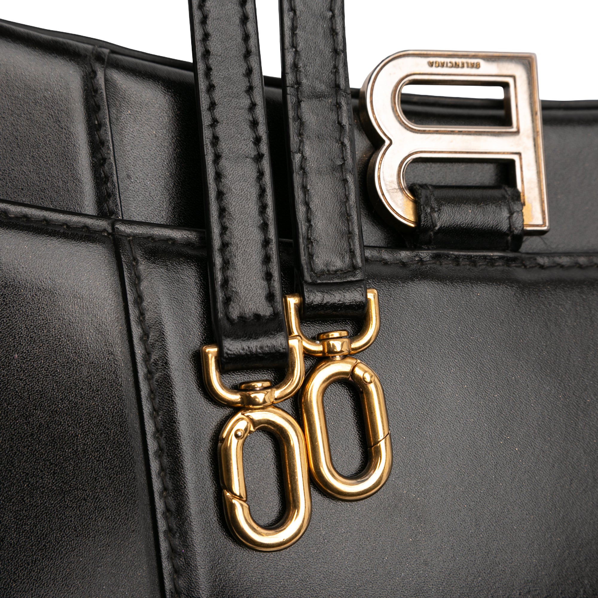 Small Shiny Box Calfskin Hourglass Top Handle Bag - Image 10