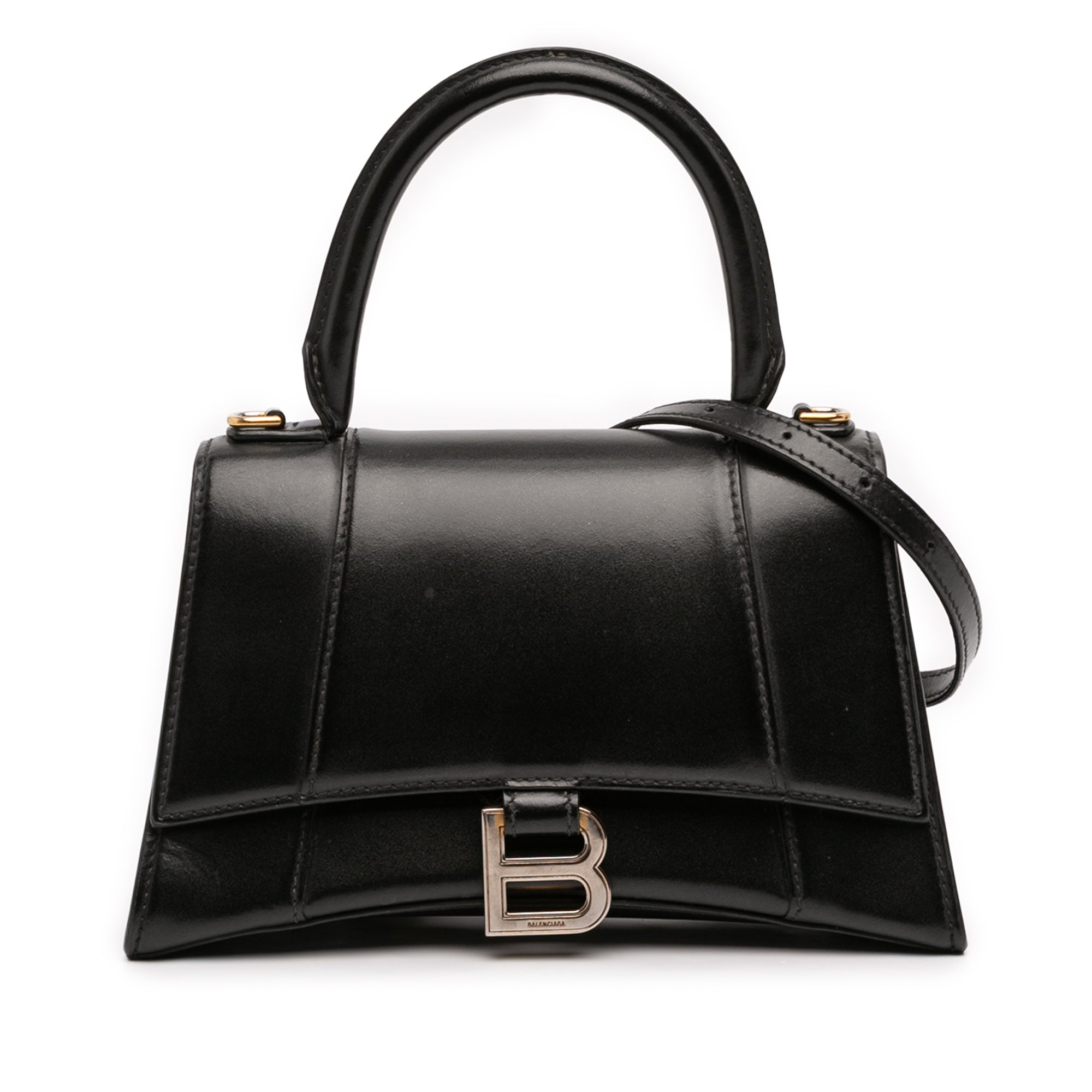 Small Shiny Box Calfskin Hourglass Top Handle Bag - Image 1