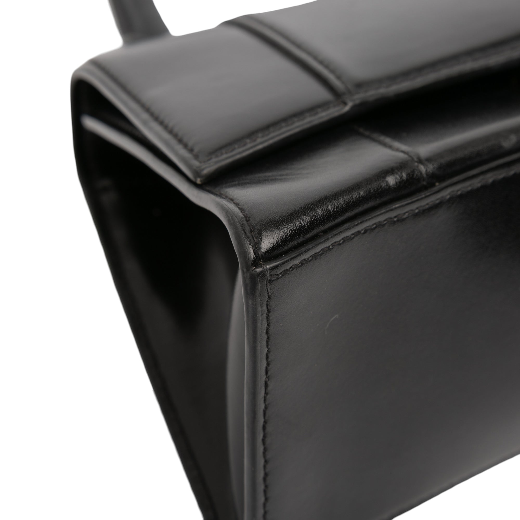 Small Shiny Box Calfskin Hourglass Top Handle Bag - Image 4