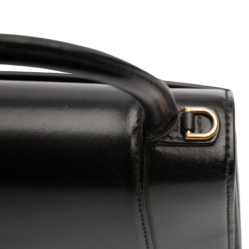 Small Shiny Box Calfskin Hourglass Top Handle Bag - Image 8