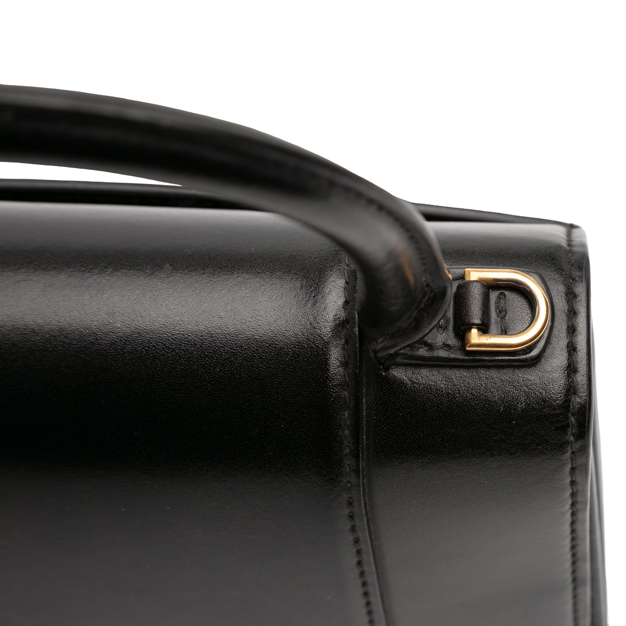 Small Shiny Box Calfskin Hourglass Top Handle Bag - Image 8