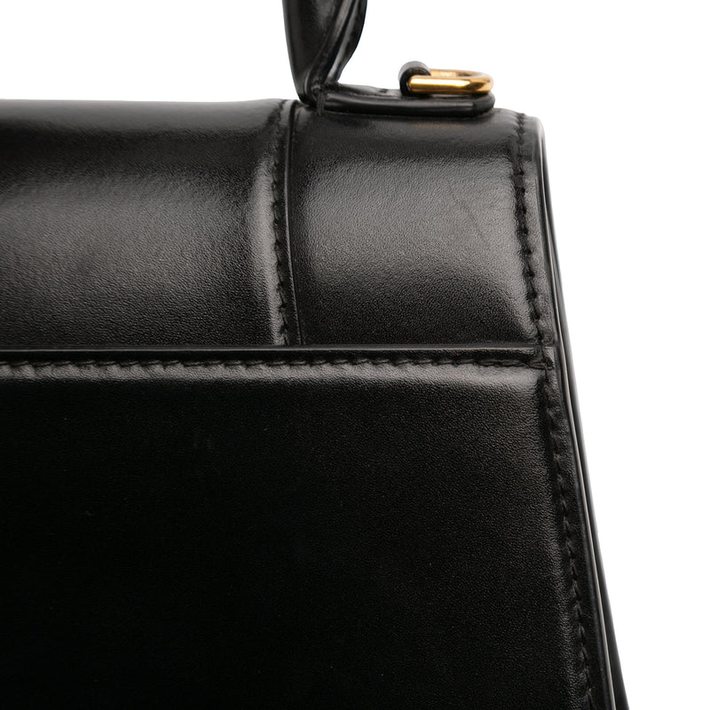 Small Shiny Box Calfskin Hourglass Top Handle Bag - Image 9