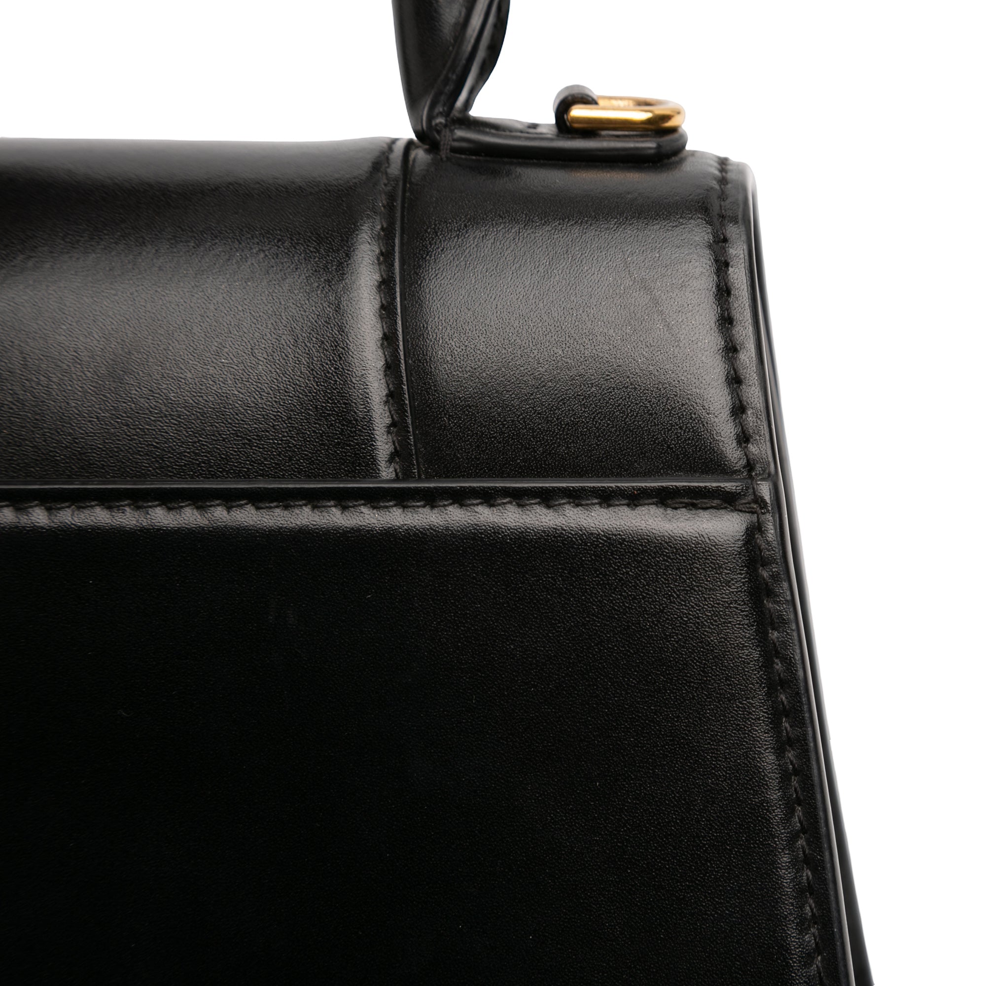 Small Shiny Box Calfskin Hourglass Top Handle Bag - Image 9