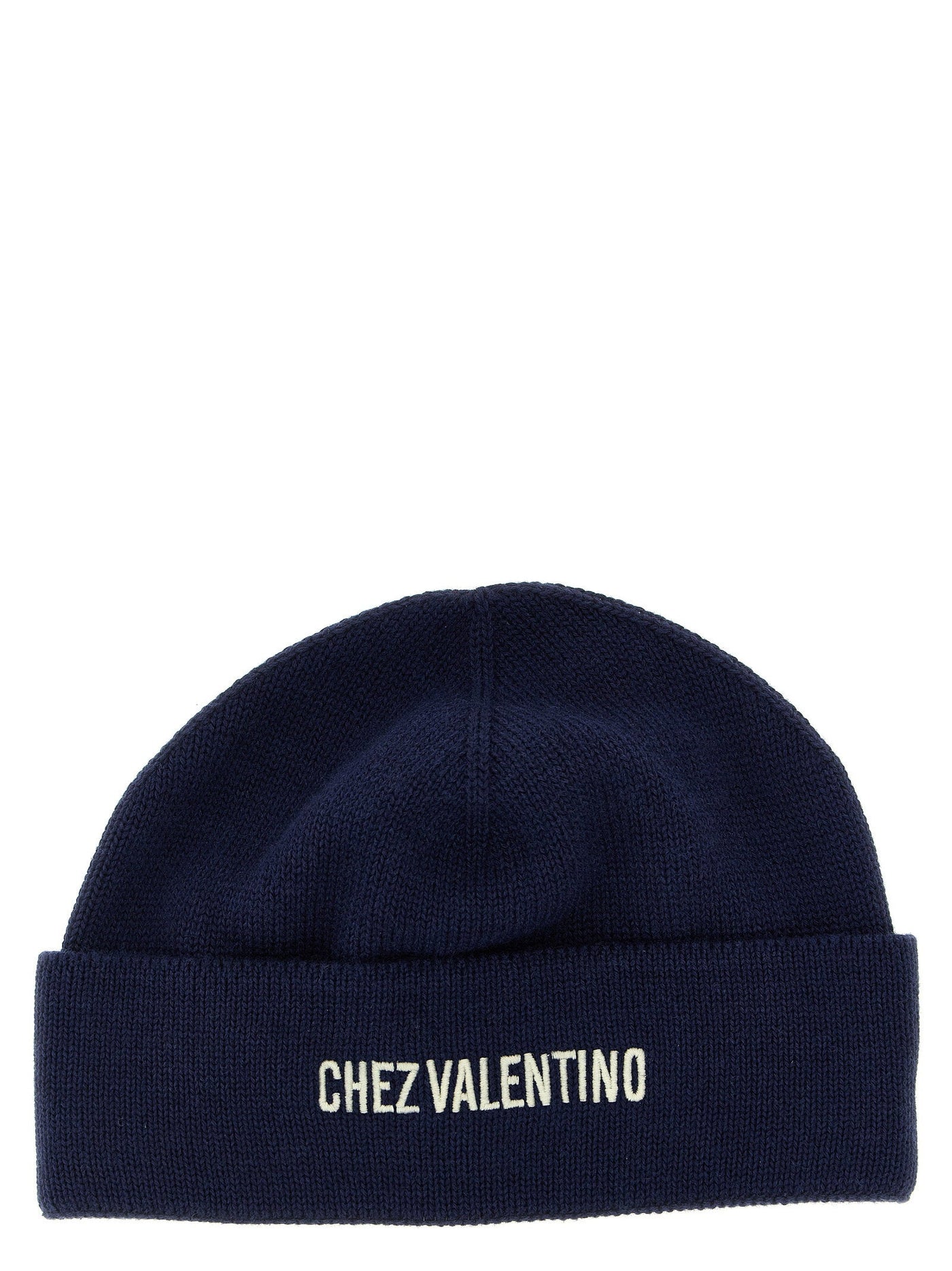 Valentino Garavani Virgin Wool Beanie — Navy Knitted Beanies