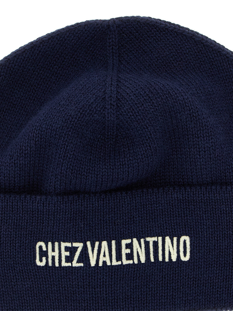 Valentino Garavani Virgin Wool Beanie — Navy Knitted Beanies