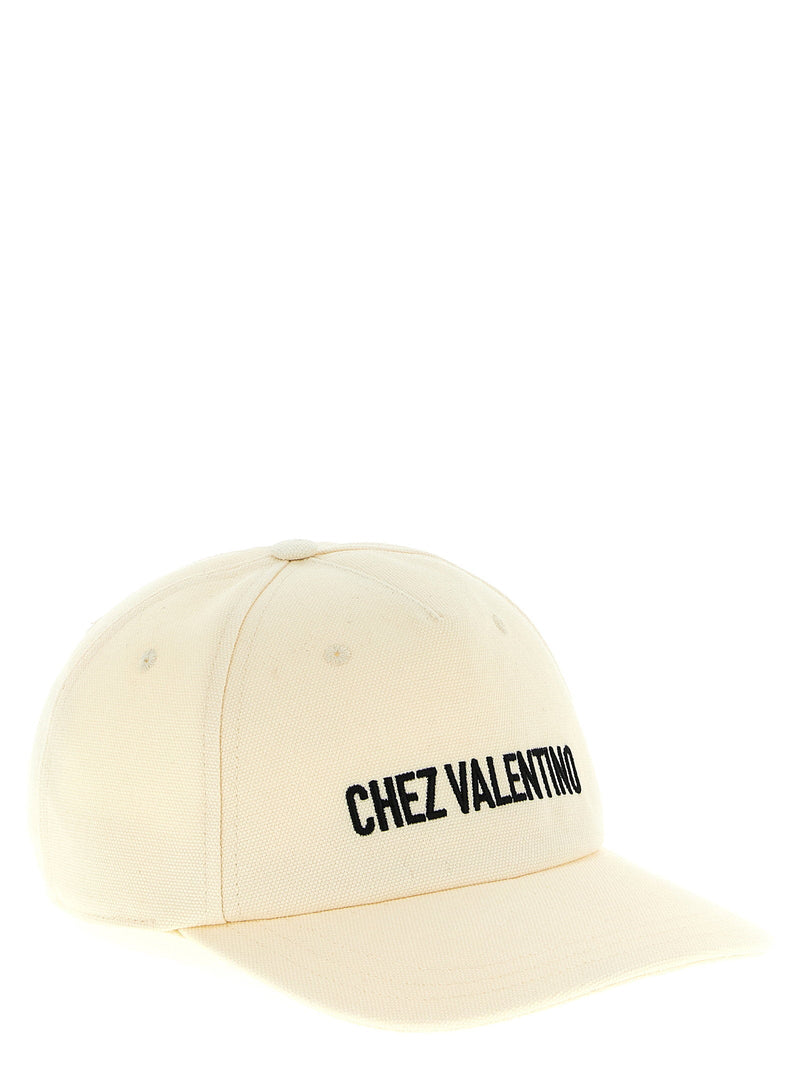Valentino Garavani Logo-Embroidered Cotton Baseball Cap — Cream Caps