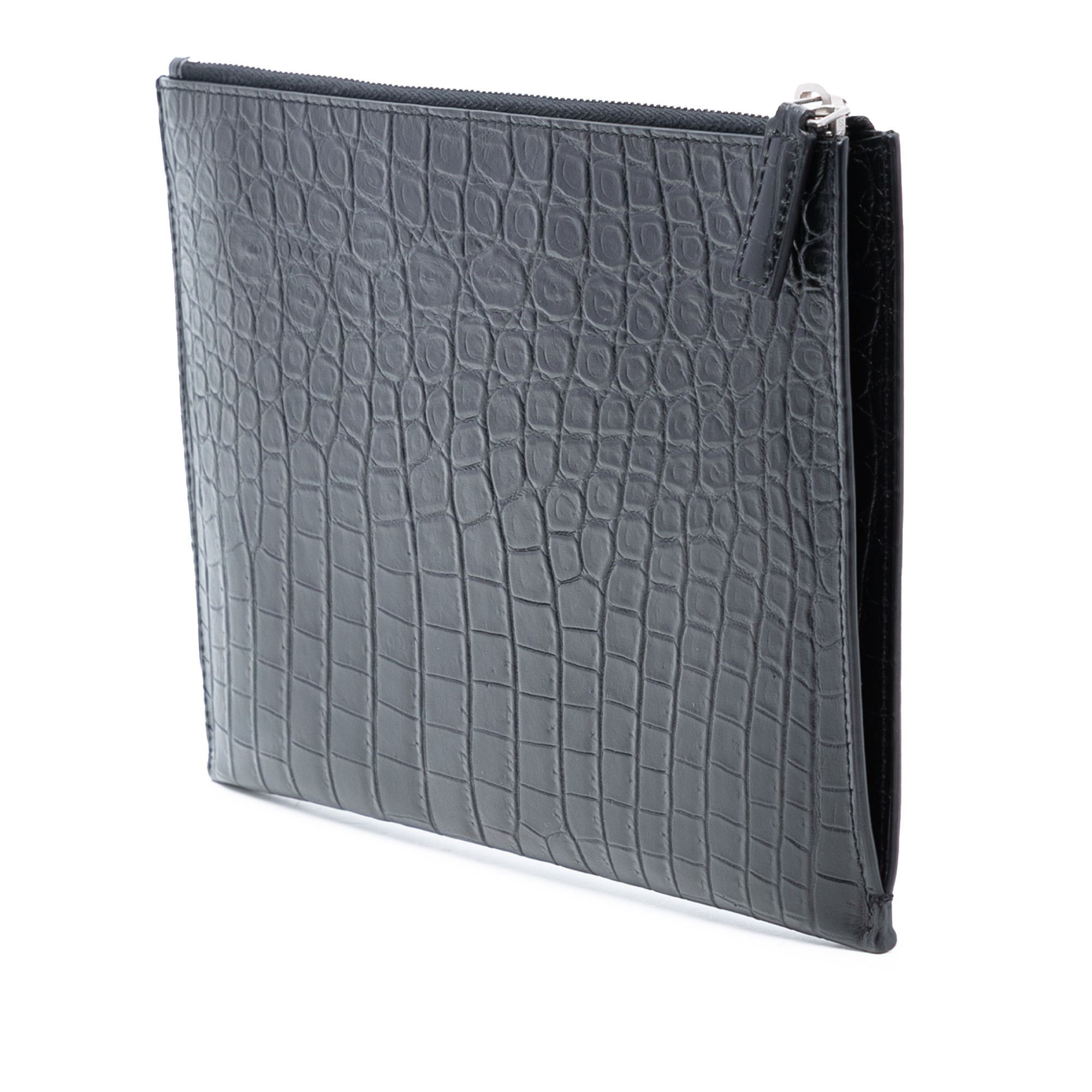 Croc Embossed Leather Clutch - Image 2