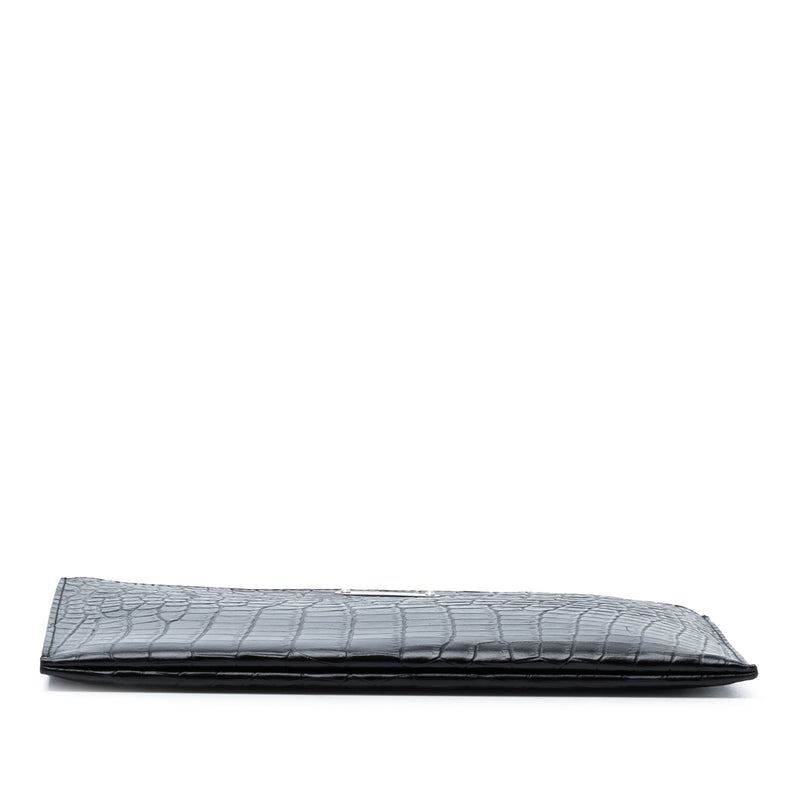 Croc Embossed Leather Clutch - Image 3