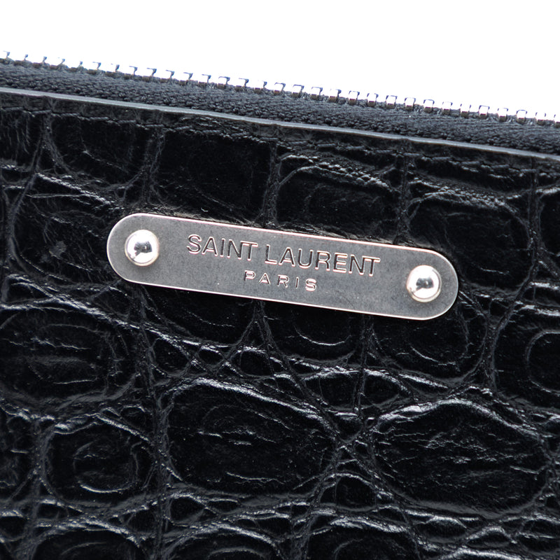 Croc Embossed Leather Clutch - Image 6