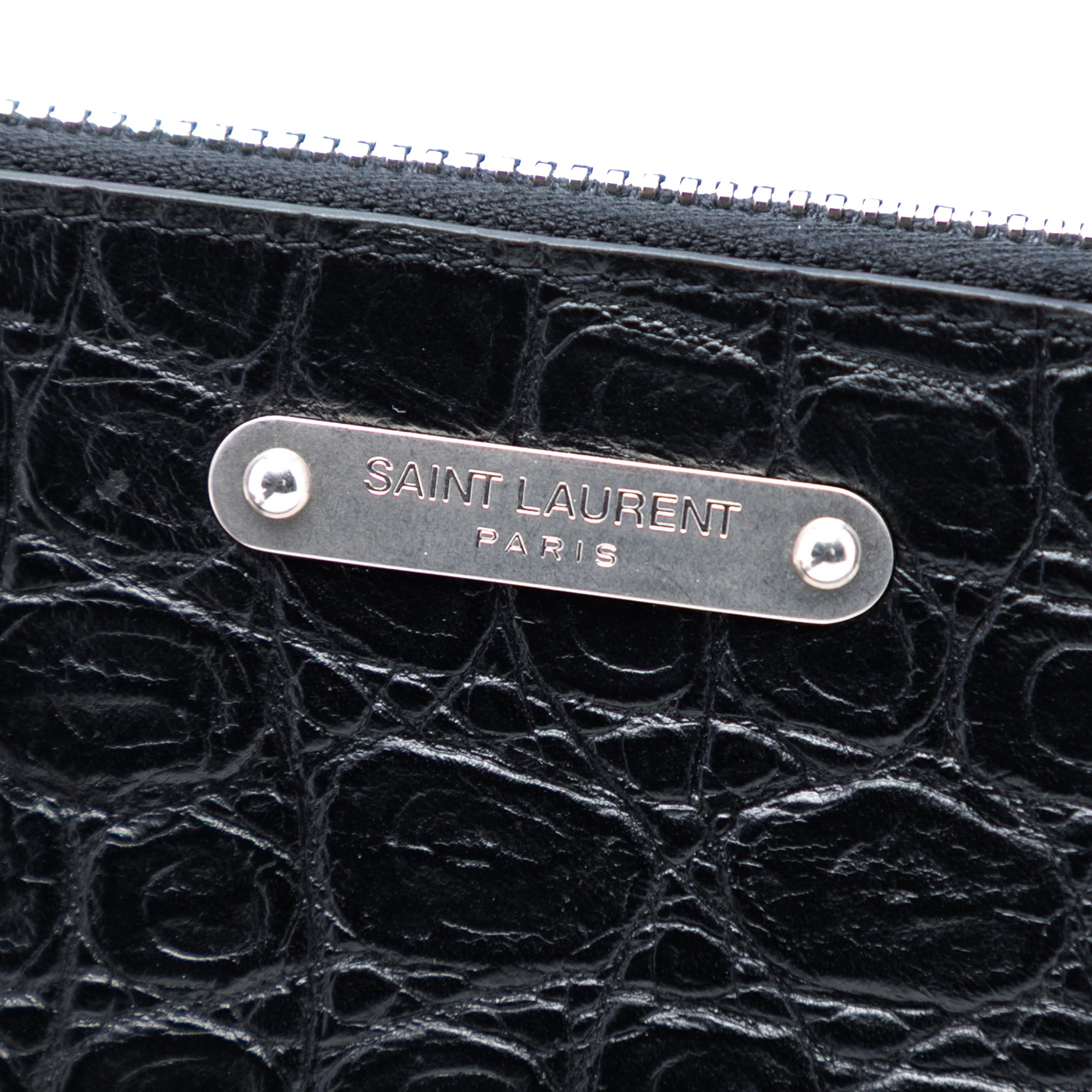 Croc Embossed Leather Clutch - Image 6