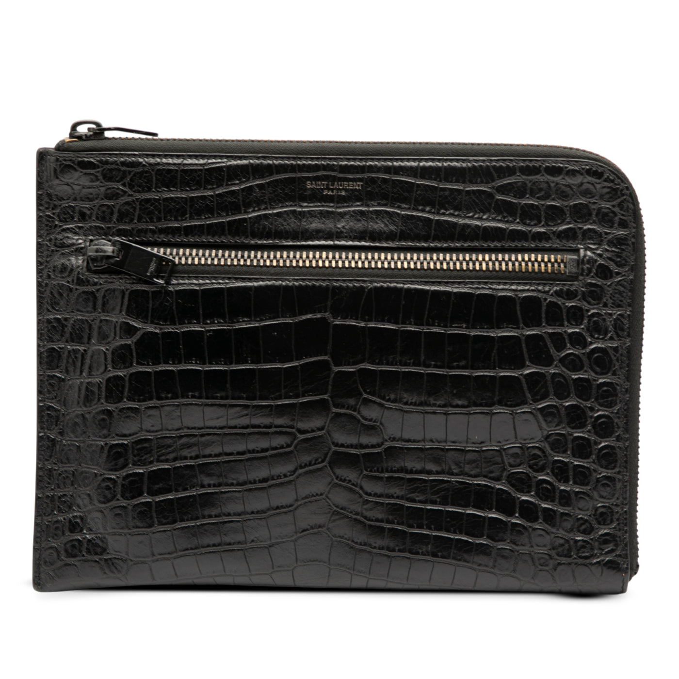 Croc Embossed Leather Clutch - Image 1
