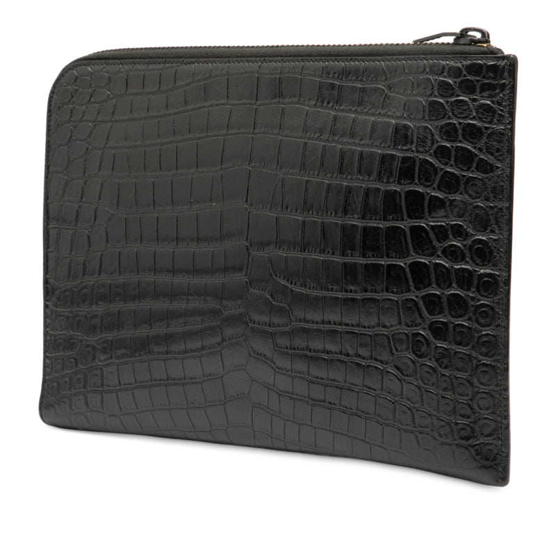 Croc Embossed Leather Clutch - Image 2