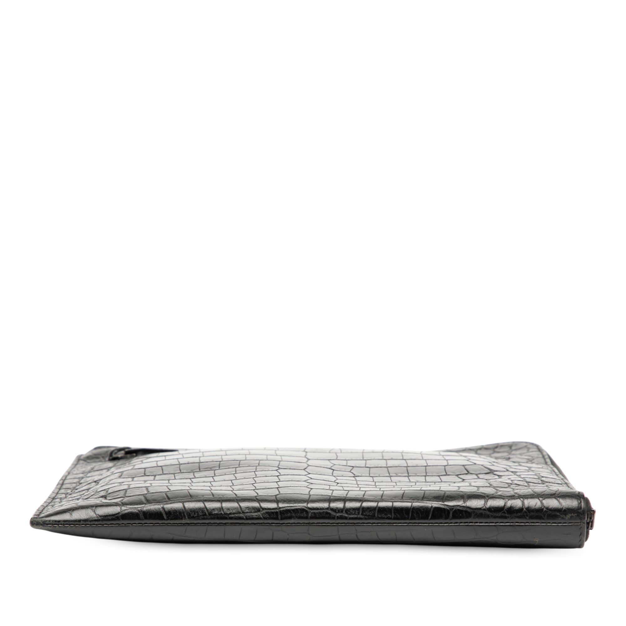 Croc Embossed Leather Clutch - Image 3