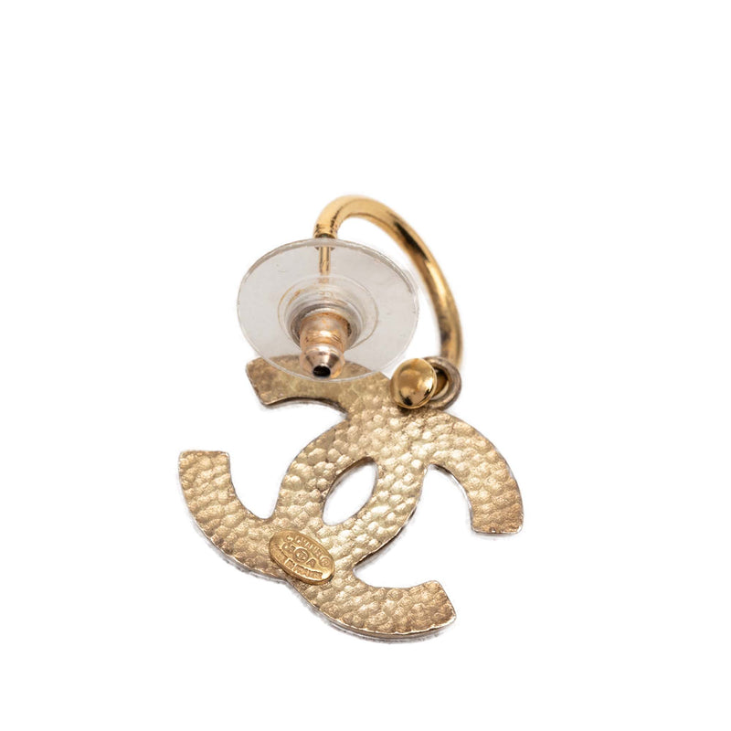 CC Gold Plated Enamel Drop Push Back Earrings - Image 3