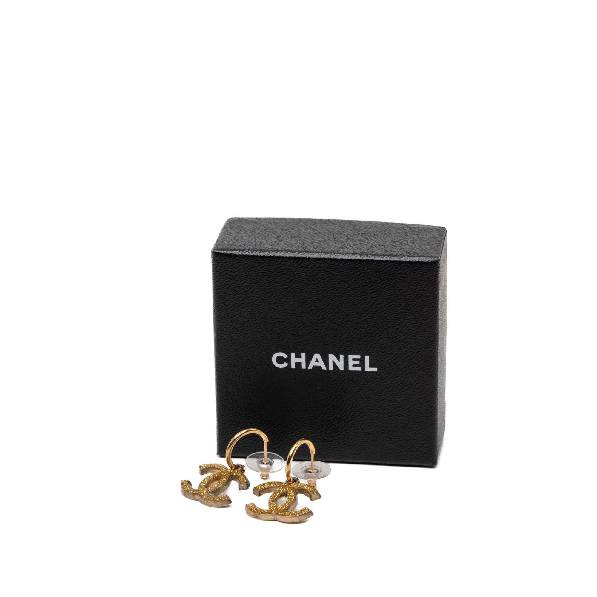 CC Gold Plated Enamel Drop Push Back Earrings - Image 4