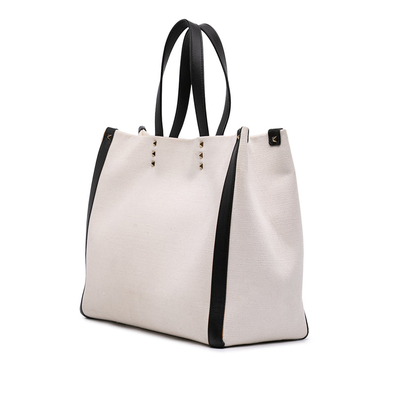 Medium Canvas Rockstud VLTN Tote - Image 2
