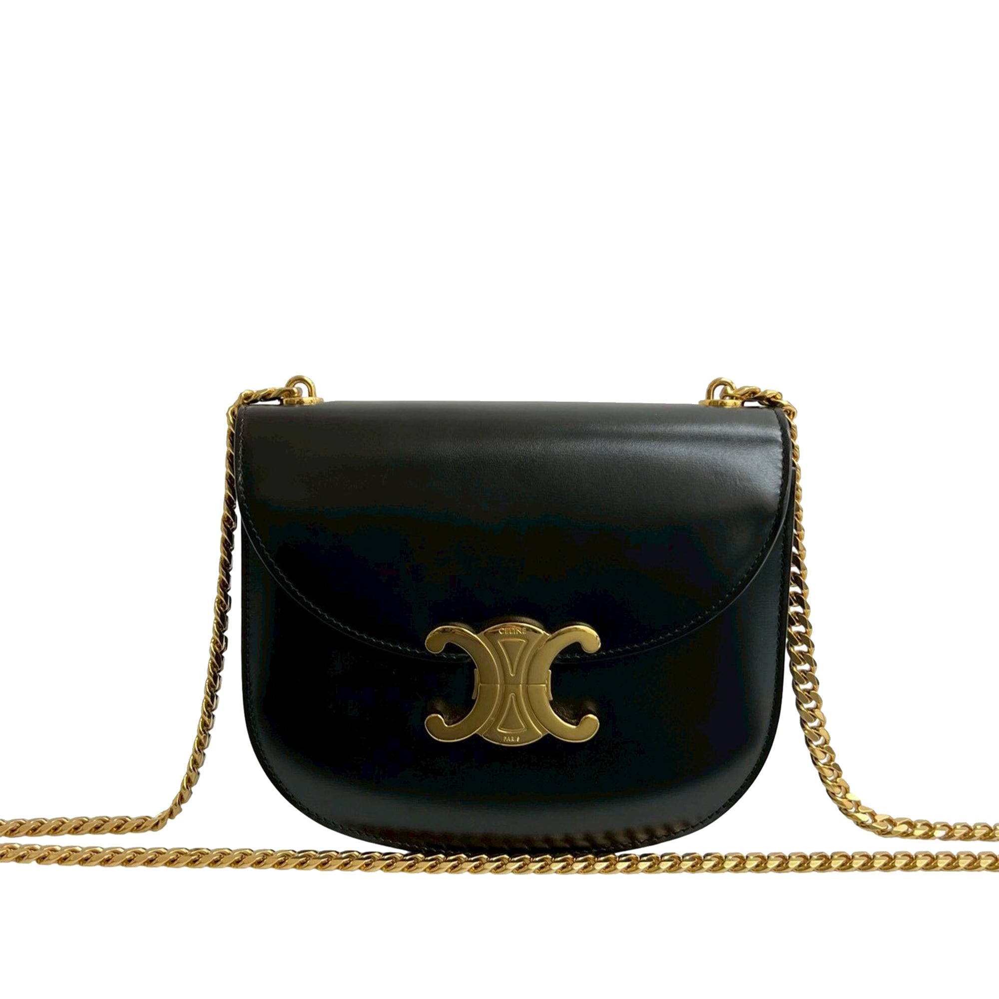 Teen Shiny Calfskin Triomphe Besace Clea Chain Crossbody - Image 1
