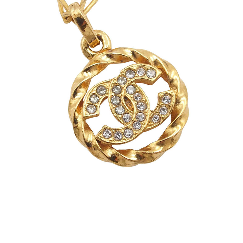 CC Gold Plated Strass Round Pendant Necklace - Image 2