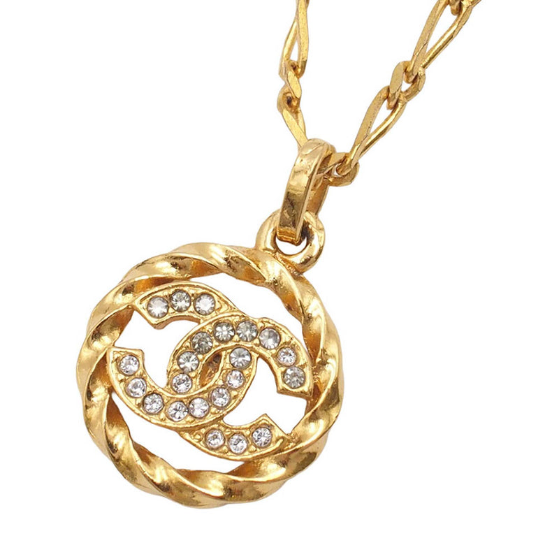CC Gold Plated Strass Round Pendant Necklace - Image 7