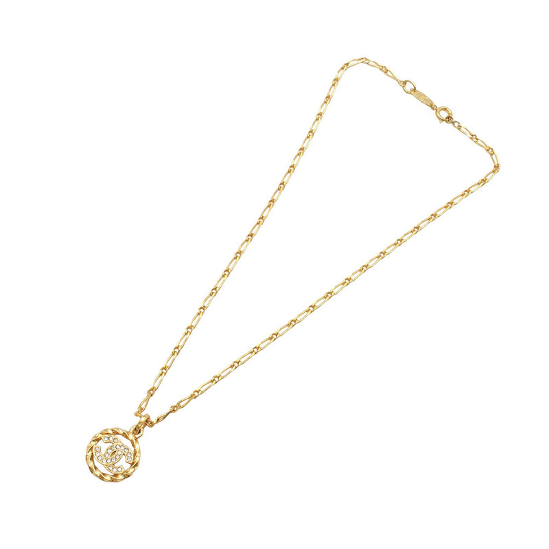 CC Gold Plated Strass Round Pendant Necklace - Image 9