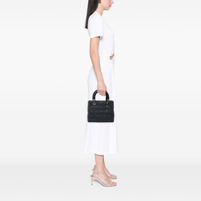 Medium Denim Cannage Lady Dior - Image 7