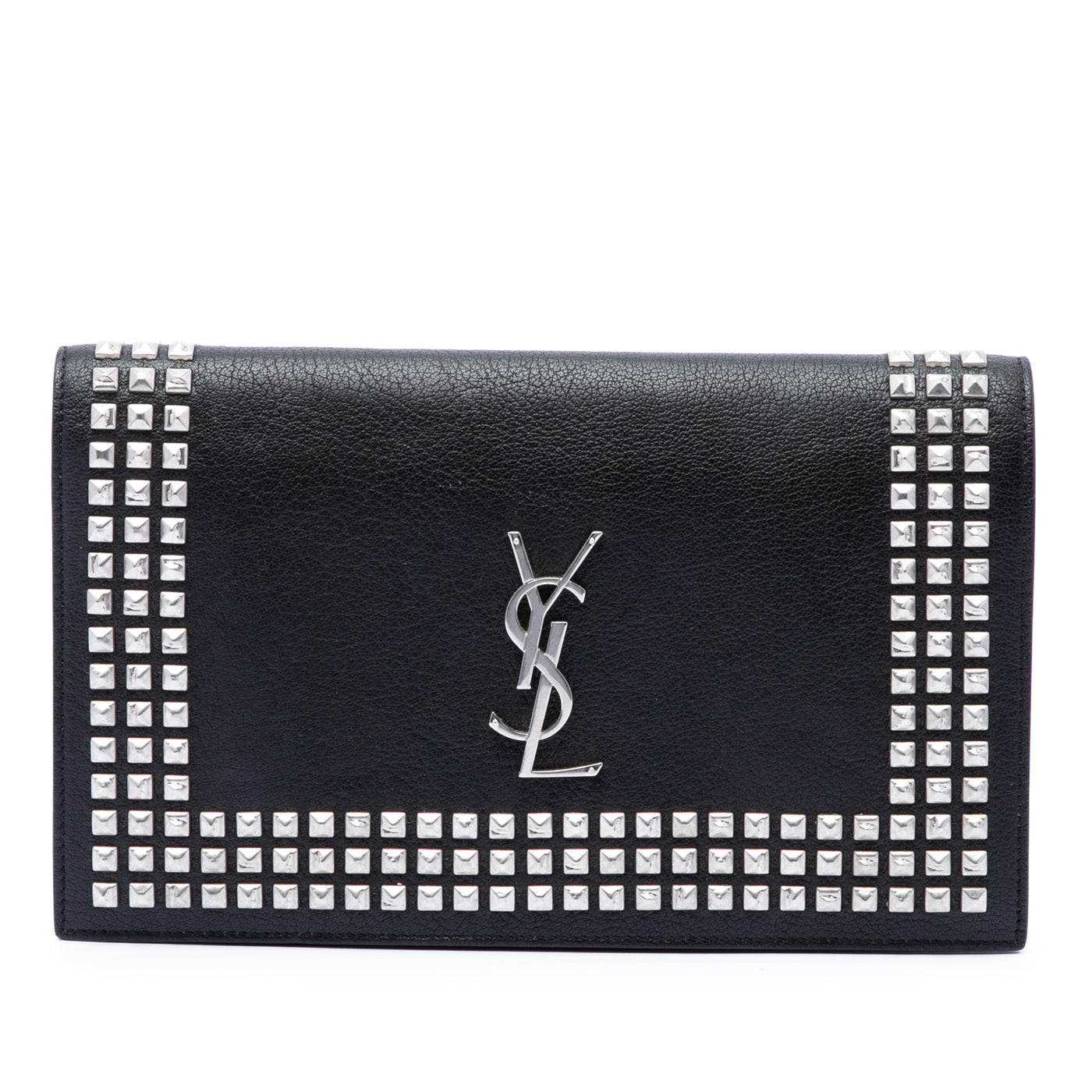 Studded Leather Monogram Clutch - Image 1