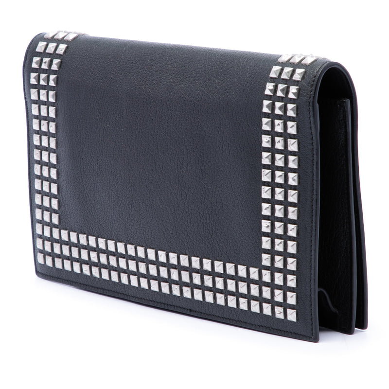 Studded Leather Monogram Clutch - Image 2