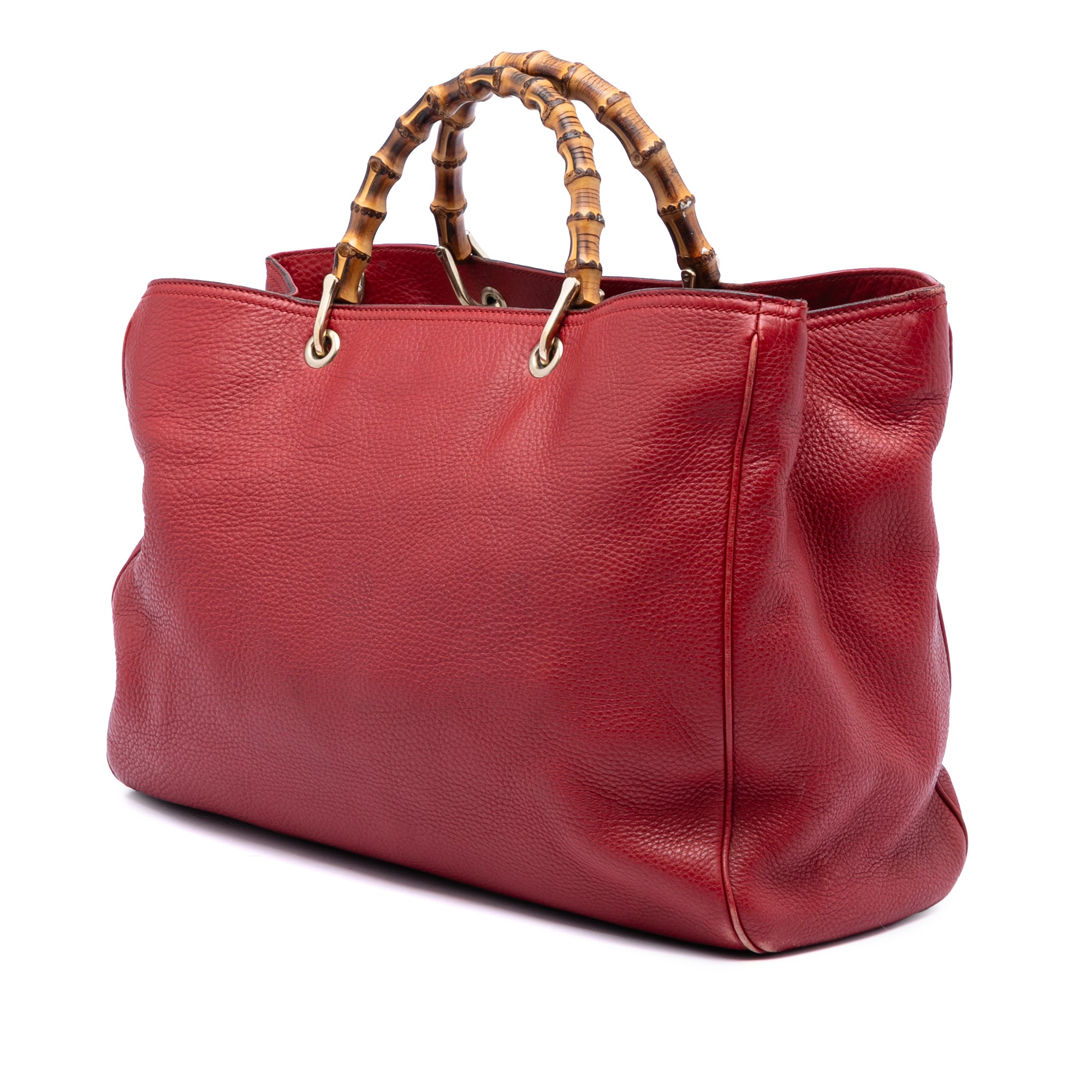 Large Calfskin Bamboo Shopper Satchel - Image 2