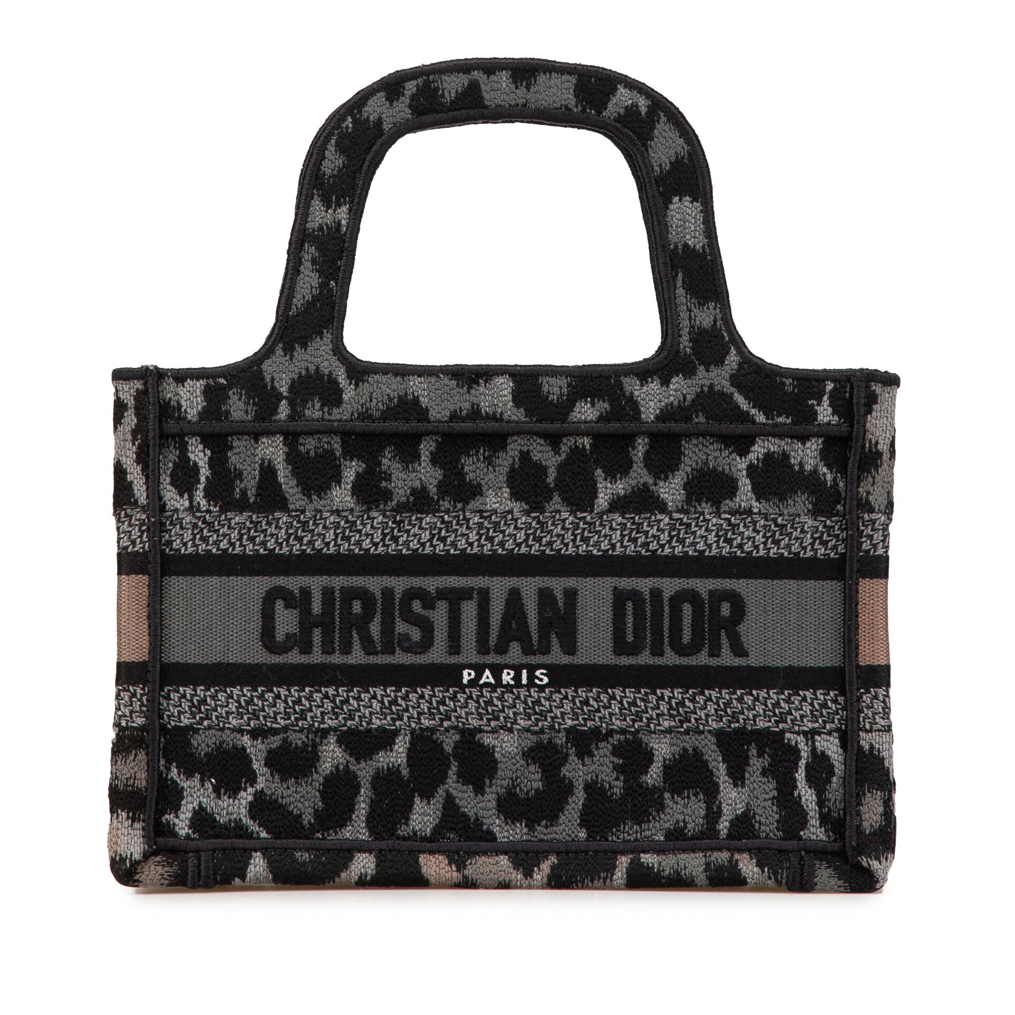 Mizza Mini Embroidered Canvas Leopard Book Tote - Image 1
