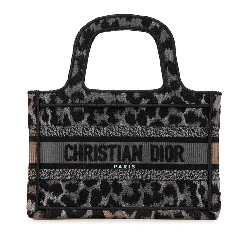 Mizza Mini Embroidered Canvas Leopard Book Tote