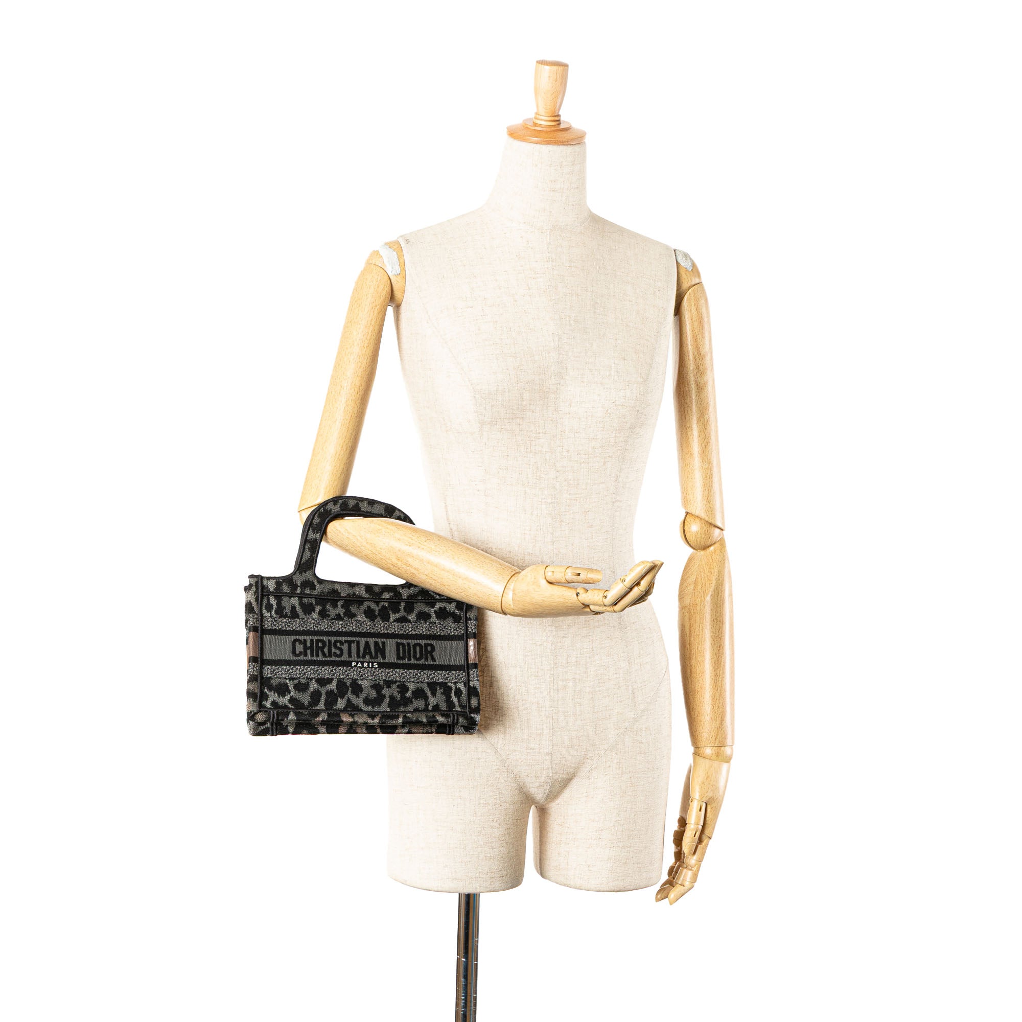 Mizza Mini Embroidered Canvas Leopard Book Tote - Image 11