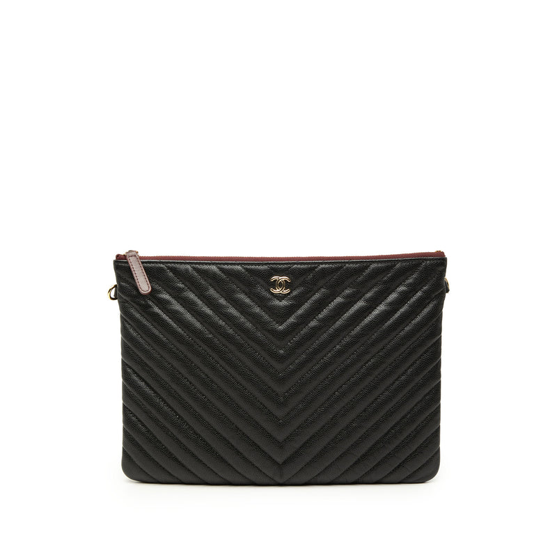 Medium CC Chevron Caviar O Case Clutch