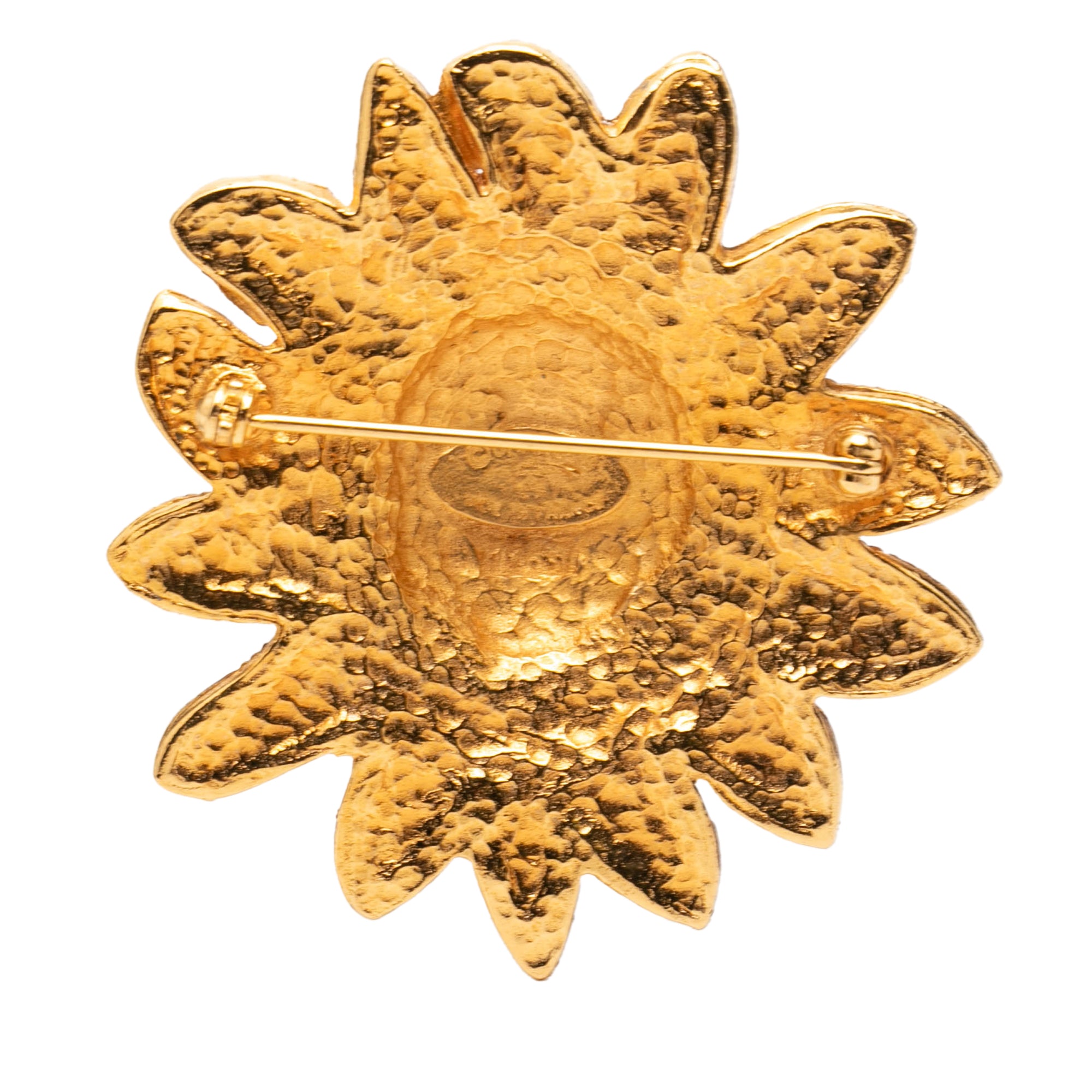 Gold Plated Lion Head Sun Brooch - Image 2
