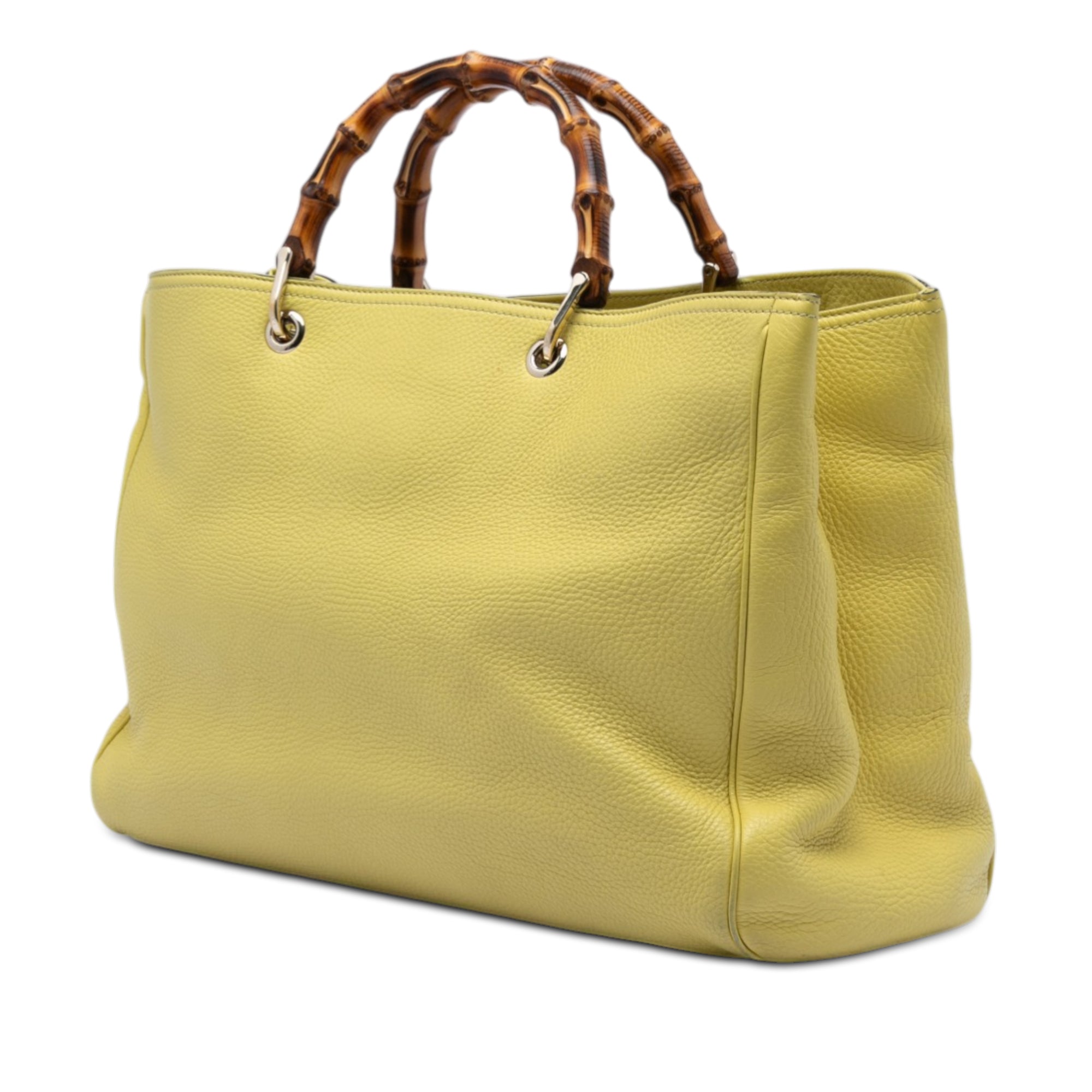 Large Calfskin Bamboo Shopper Satchel - Image 2