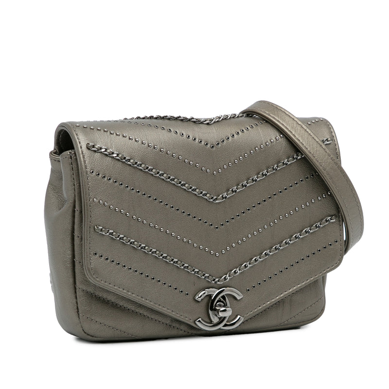 Mini Embellished Calfskin Chevron Square Envelop Flap - Image 2