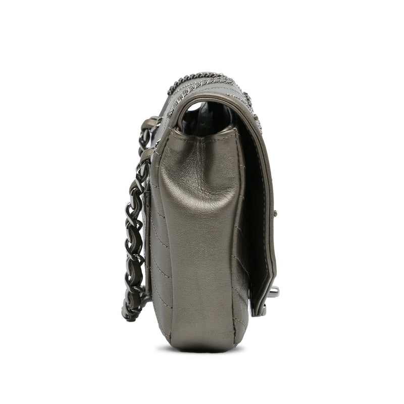 Mini Embellished Calfskin Chevron Square Envelop Flap - Image 3