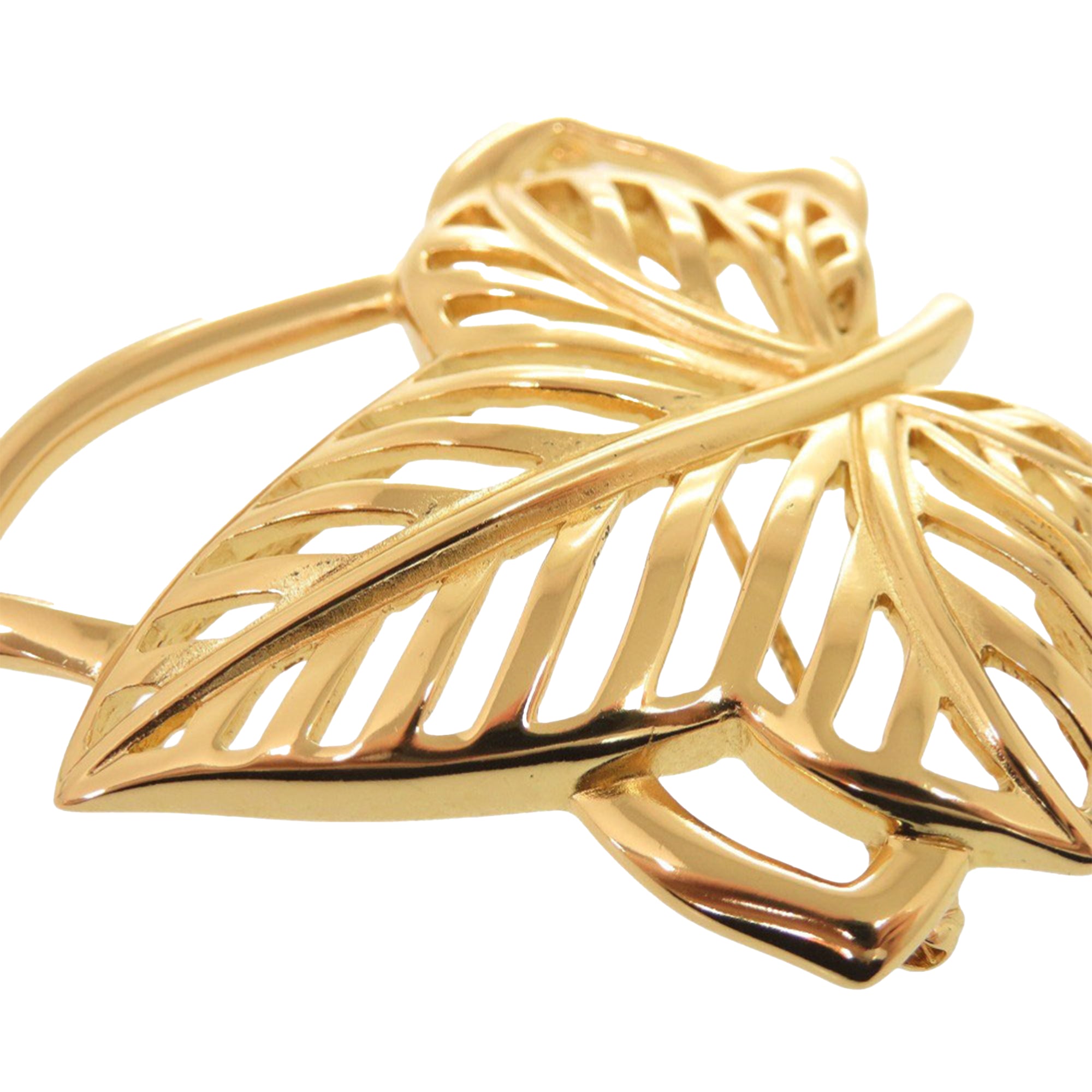 Gold Plated Leaf Brooch - Image 4