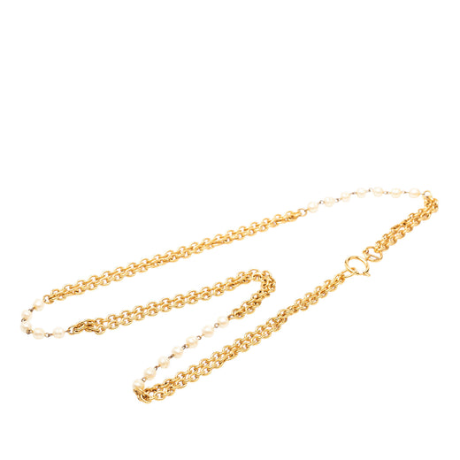 Gold Plated Faux Pearl Multistrand Pendant Necklace - Image 1