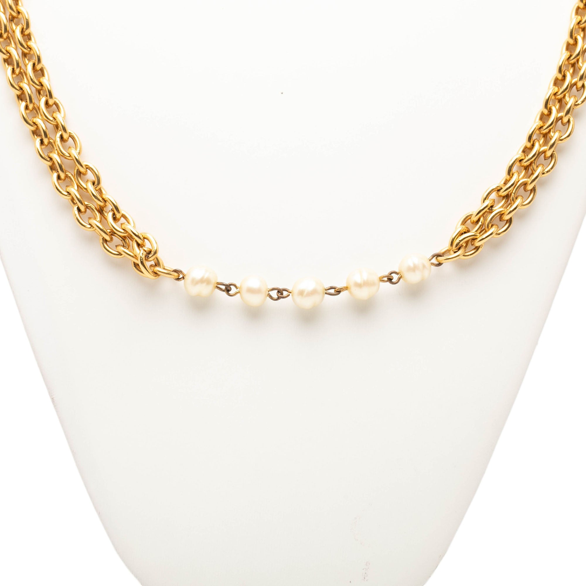 Gold Plated Faux Pearl Multistrand Pendant Necklace - Image 4