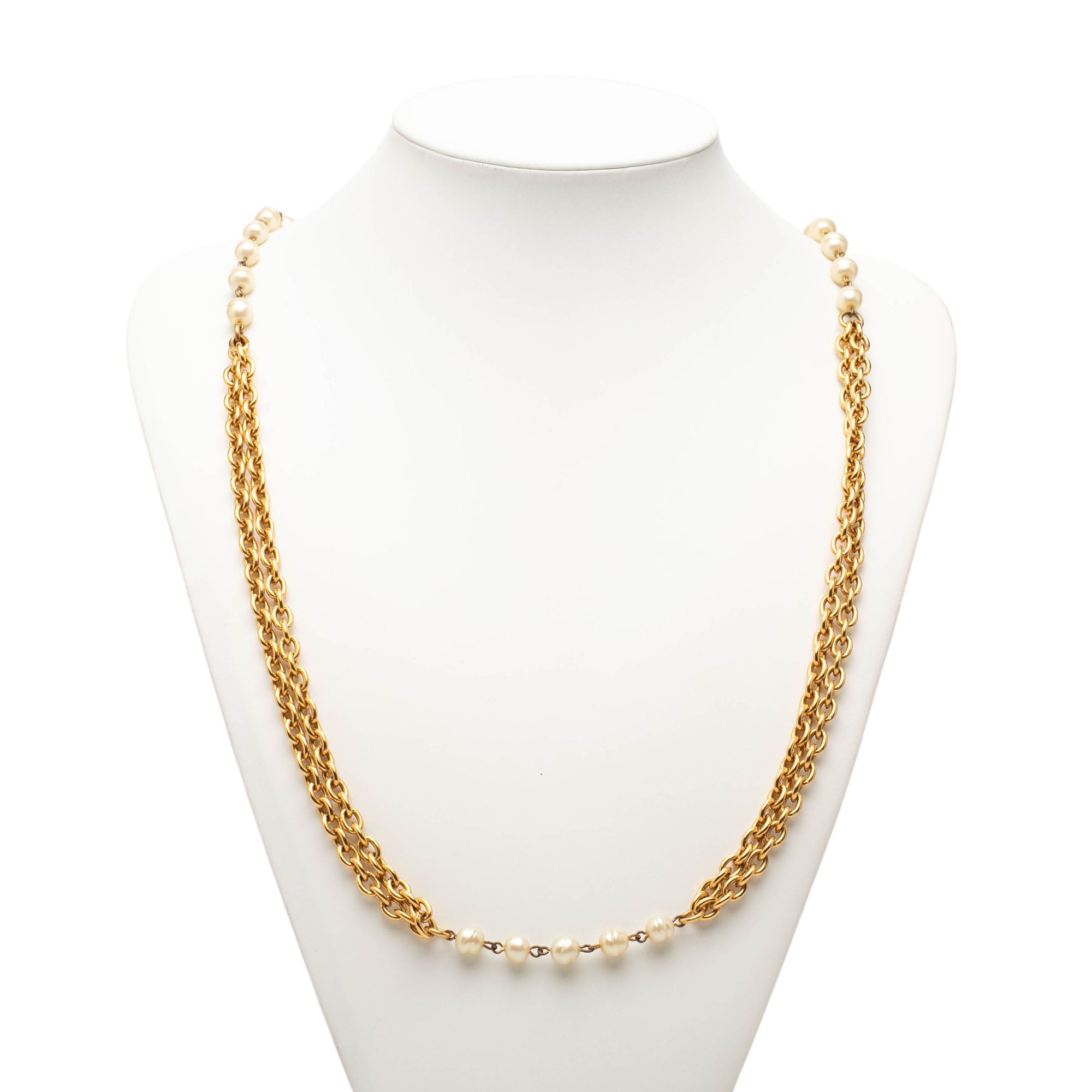 Gold Plated Faux Pearl Multistrand Pendant Necklace - Image 5