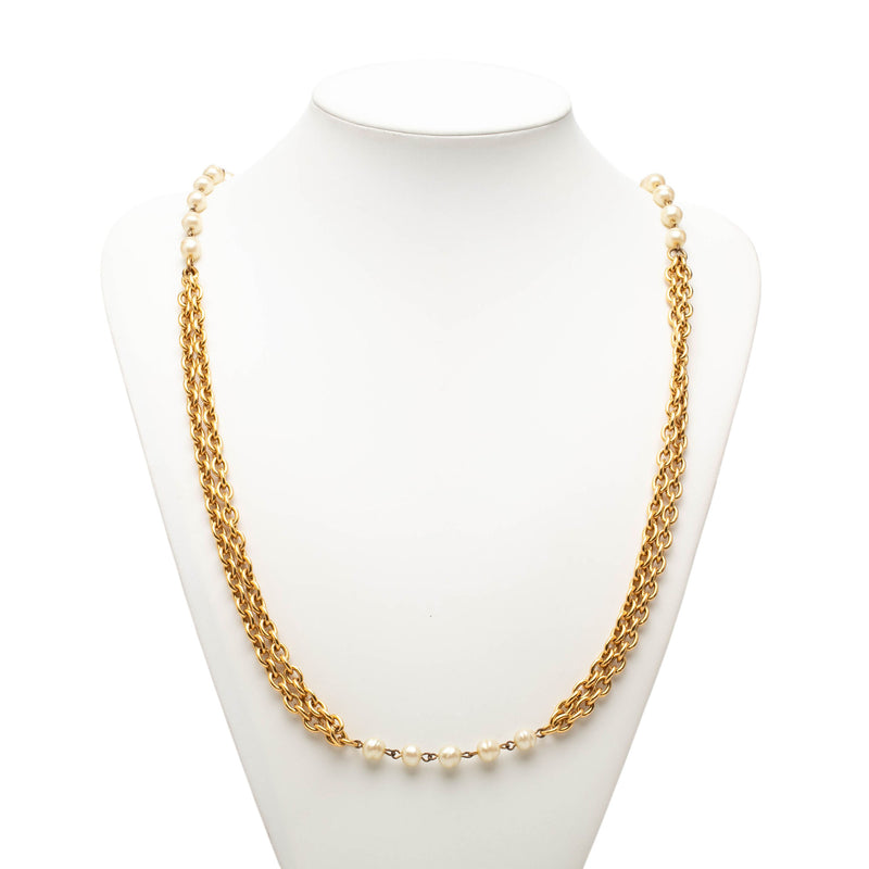 Gold Plated Faux Pearl Multistrand Pendant Necklace - Image 5