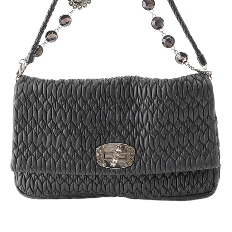 Matelasse Nappa Crystal Chain Satchel - Image 2