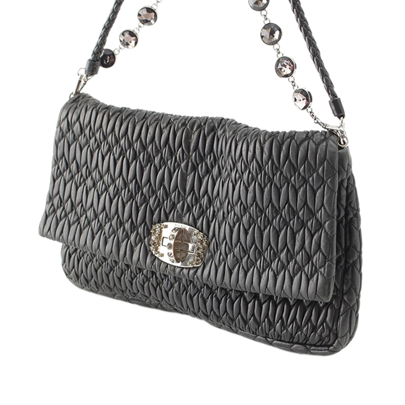 Matelasse Nappa Crystal Chain Satchel - Image 3