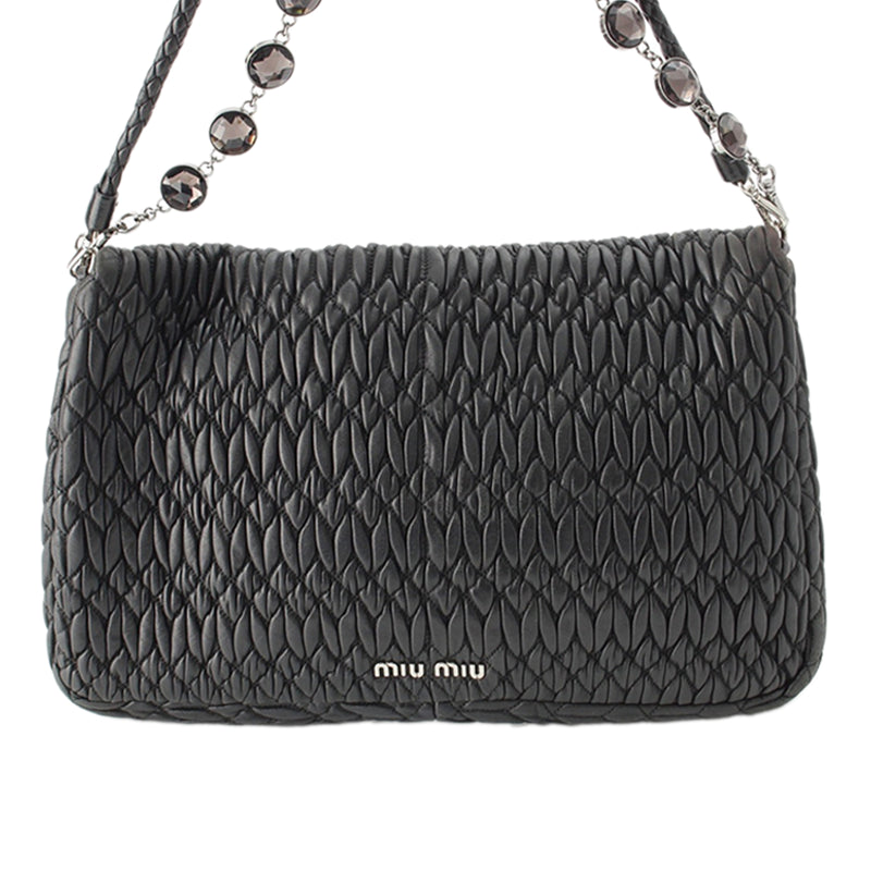 Matelasse Nappa Crystal Chain Satchel - Image 5