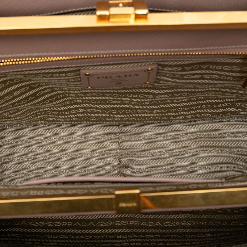 Saffiano Lux Double Zip Frame Tote - Image 4